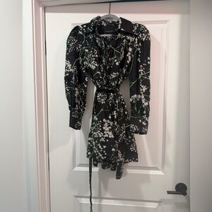 Black and white floral Cynthia Rowley dress S